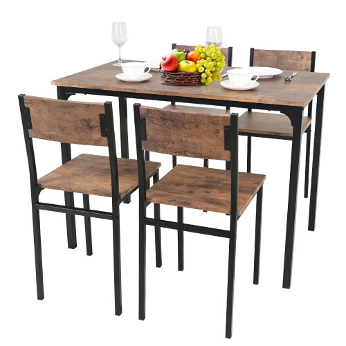 ELECWISH (Brown: 4 Chairs) 3/4pcs Dining Table Set 2 Chair Dining Table Bench