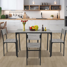 (Grey: 4 Chairs) 3/4pcs Dining Table Set 2 Chair Dining Table Bench