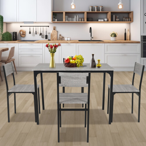 ELECWISH (Grey: 4 Chairs) 3/4pcs Dining Table Set 2 Chair Dining Table Bench