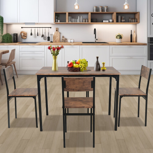 ELECWISH (Brown: 4 Chairs) 3/4pcs Dining Table Set 2 Chair Dining Table Bench 1
