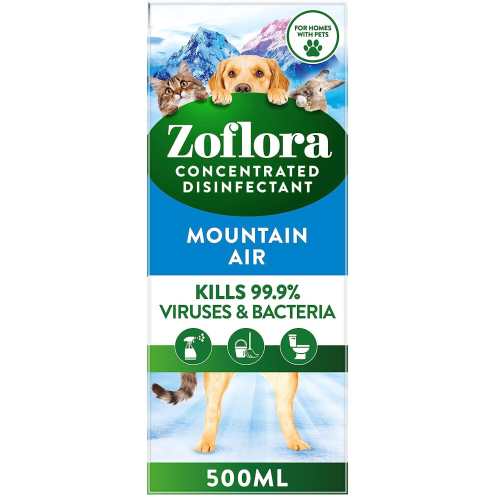 Zoflora Fresh Home, Mountain Air 500ml, Concentrated 3-in-1 Multipurpose Disinfectant Kills 99.9% of Bacteria & Viruses