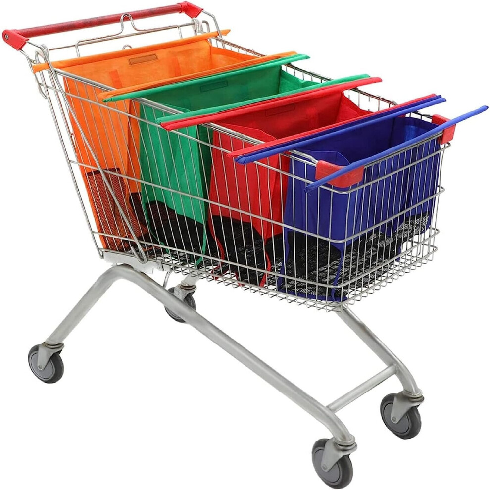 4PCS Shopping Trolley Bag Reusable Shop Bags Strong Foldable Handbag