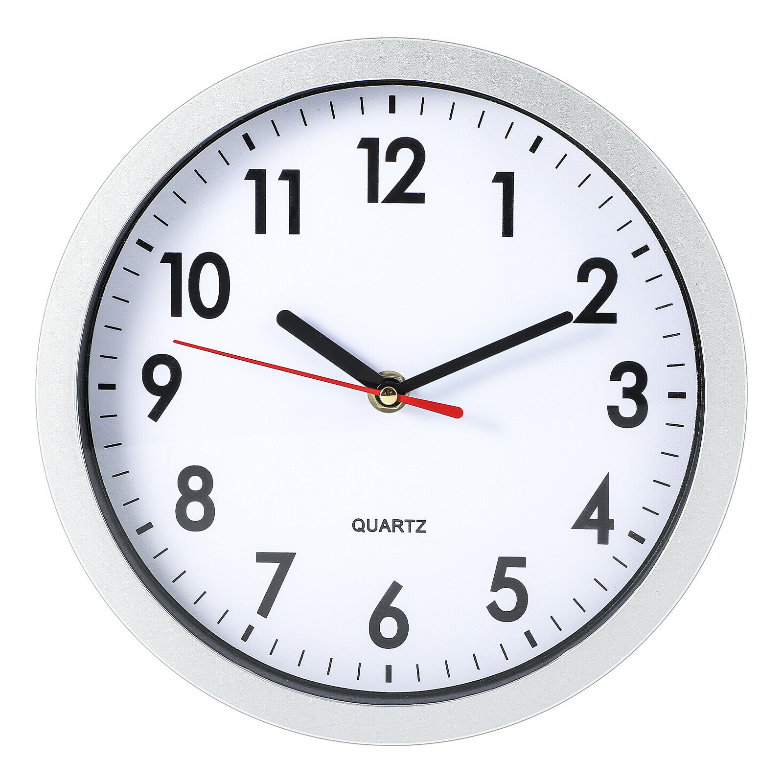 Round Wall Clock Bedroom Kitchen Clocks Quartz Sweep Home White 23cm on