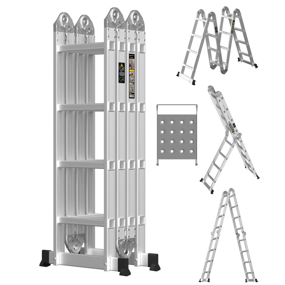 4.7M/15.4FT Multi-Purpose Ladder Aluminium Foldable Stepladder 14 IN1 Combination Folding Ladder with Platform