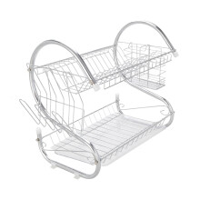 S-shaped Dual Layer Bowls & Dishes & Spoons Collection Shelf Dish Drai