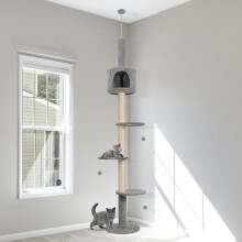 Floor to Ceiling Cat Tree Tower Climbing Activity Center w/Condo Grey