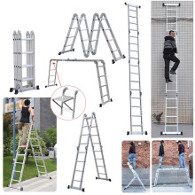 4.7M Folding Ladder 4x4 Aluminium Ladder 14in1 MultiPurpose Combination Ladder with Platform