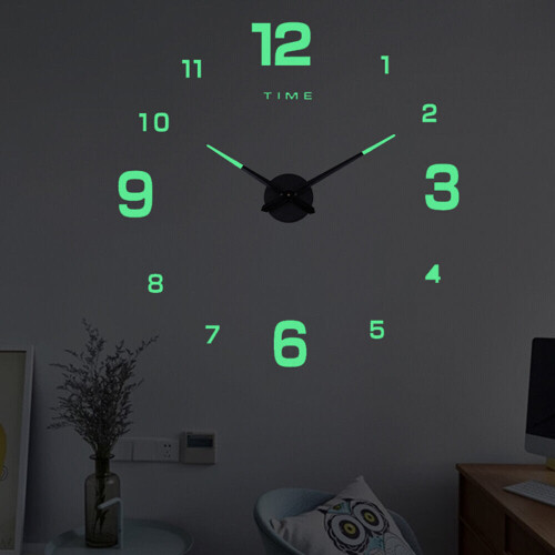 (Black, 37) DIY Wall Clock Silent Quartz Luminous Wall Night Clocks 2