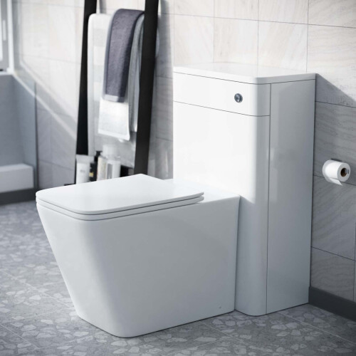 NES Home Modern White 500mm Back To Wall WC Toilet Unit Rimless Space Saving | Afern 2