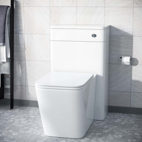 NES Home Modern White 500mm Back To Wall WC Toilet Unit Rimless Space Saving | Afern 1