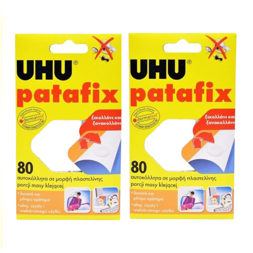 2 x UHU Patafix Glue Pads - White Reusable Removable - Pack of 80 Pads