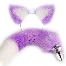 (J) Fox Tail Anal Plug With Hairband For Women Sexy Games Cosplay Toys Prop