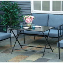 Garden Dining Table Large Folding Patio Outdoor Modern Metal Glass Furniture