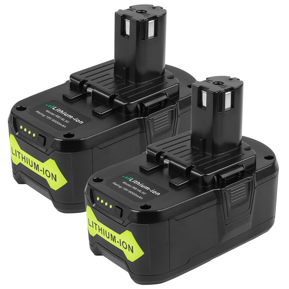 (2PC) 6.0Ah For RYOBI P108 18V One+ Plus High Capacity Battery Lithium-Ion RB18L50 New