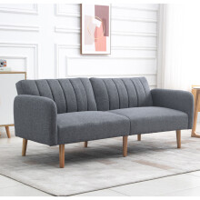 Retro Sofa Bed Scandinavian Modern Style Couch 2 Seater Loveseat Wooden Settee