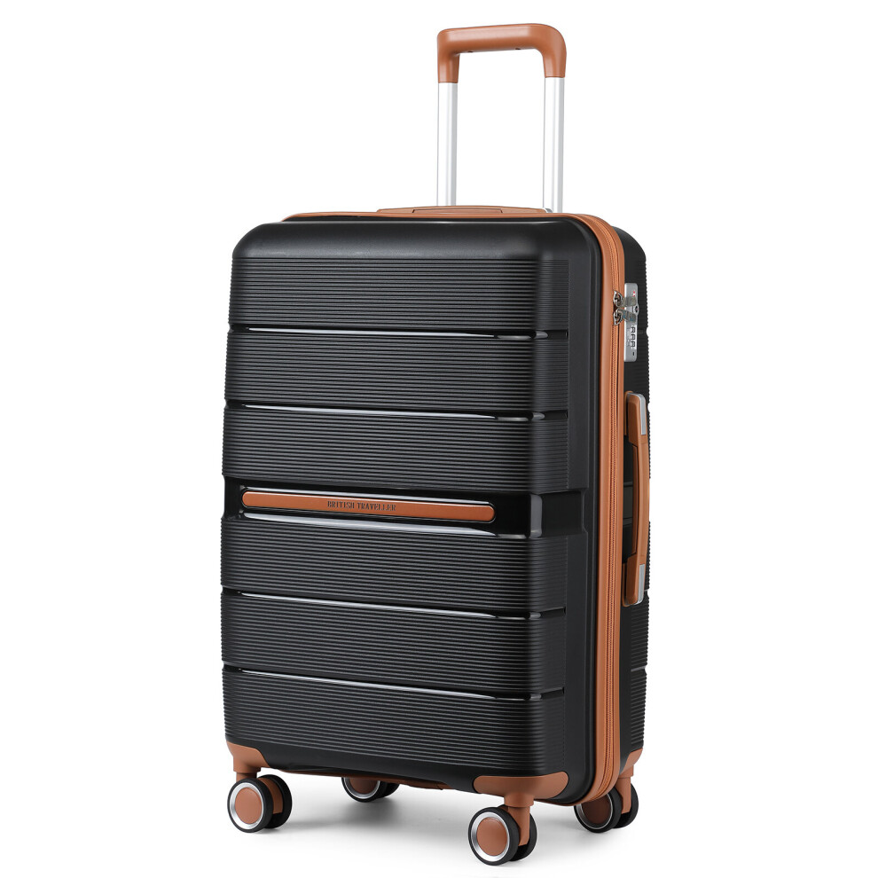 (Black, K2392L NY 24 SUITCASE) British Traveller Hard Shell Suitcase