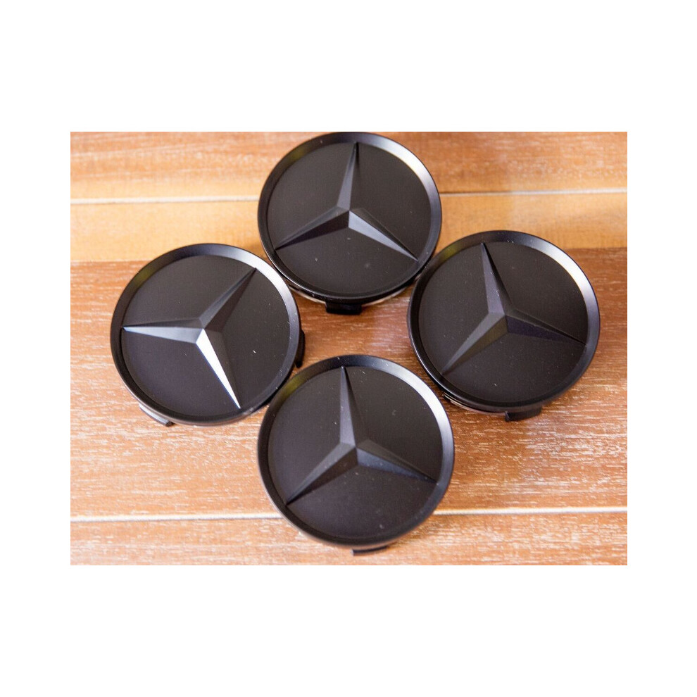 Newjass 4X For Mercedes-Benz Matte Black Wheel Center Hub Caps Hubcaps 75Mm