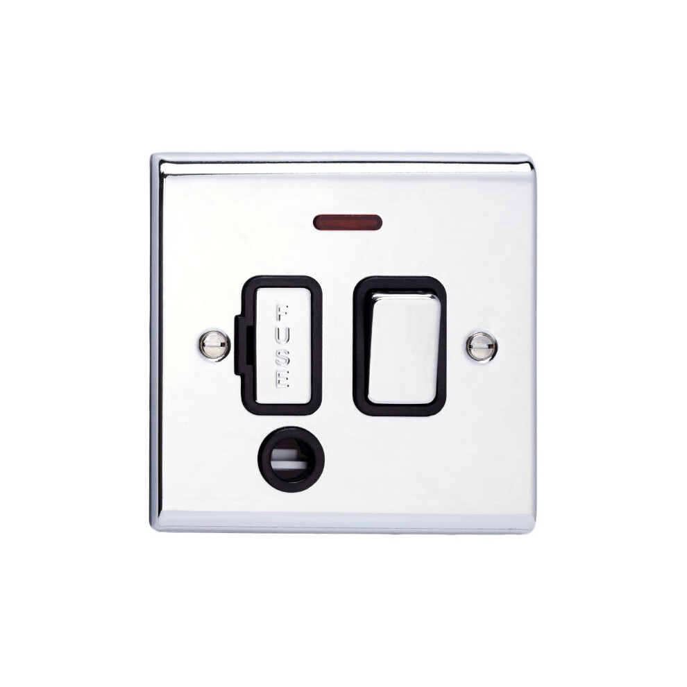 Deta Sd1373chb Switched Spur Unit /Neon /Flex Outlet - 13 Amp (Polished Chrome/Black Insert) 5016211209007
