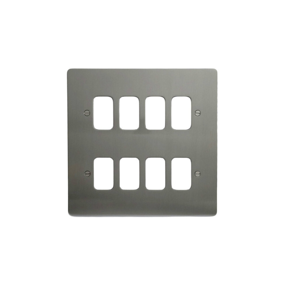 Deta G3316sc Flatplate Grid Front Plate - 8 Gang (Satin Chrome) 5016211233163