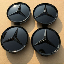 4X Wheel Center Caps 75mm Glossy Black Hubcap Cover for Mercedes Benz