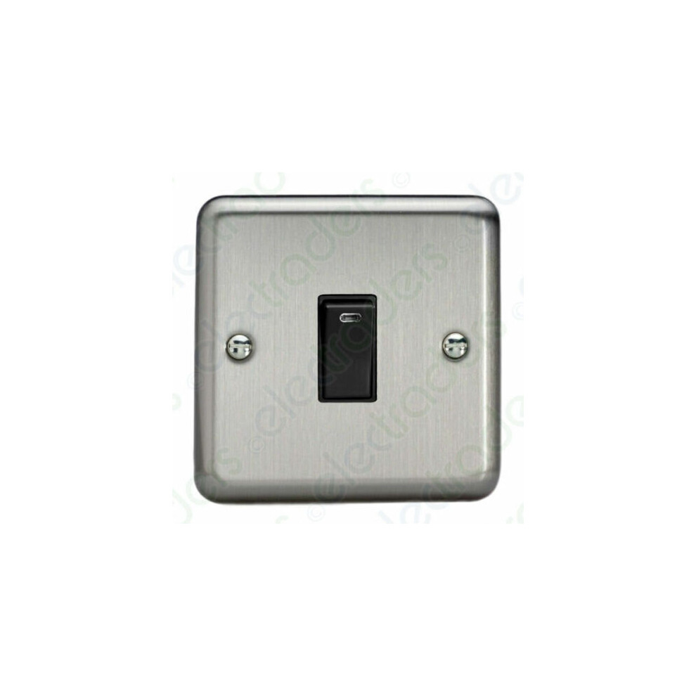 Varilight Double Pole Switch With Neon 20A Matt Chrome (Black Inserts) 5021575830170