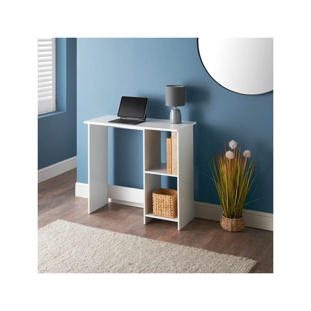 Lokken Compact Desk undershelf which provides added storage.