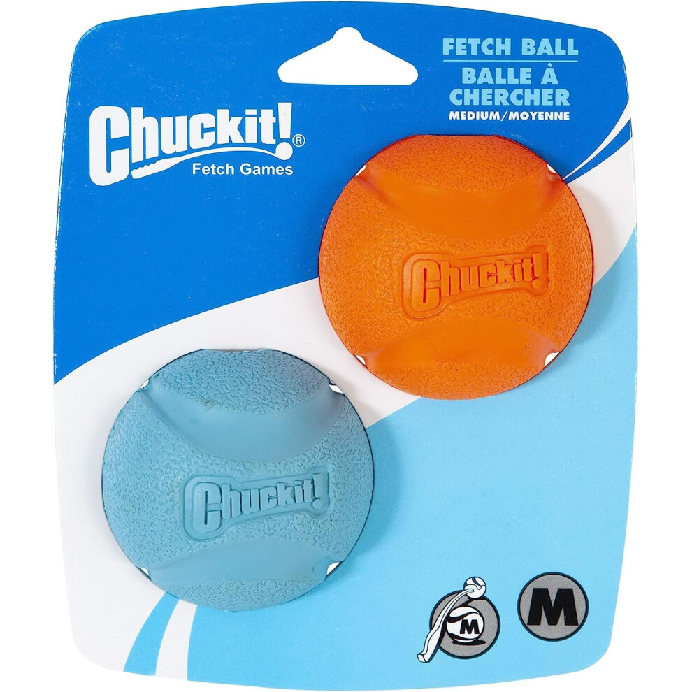 Chuckit! Fetch Dog Ball Durable Rubber Dog Toy Launcher Compatible Dog Chew Toy, Medium, 2 Pack