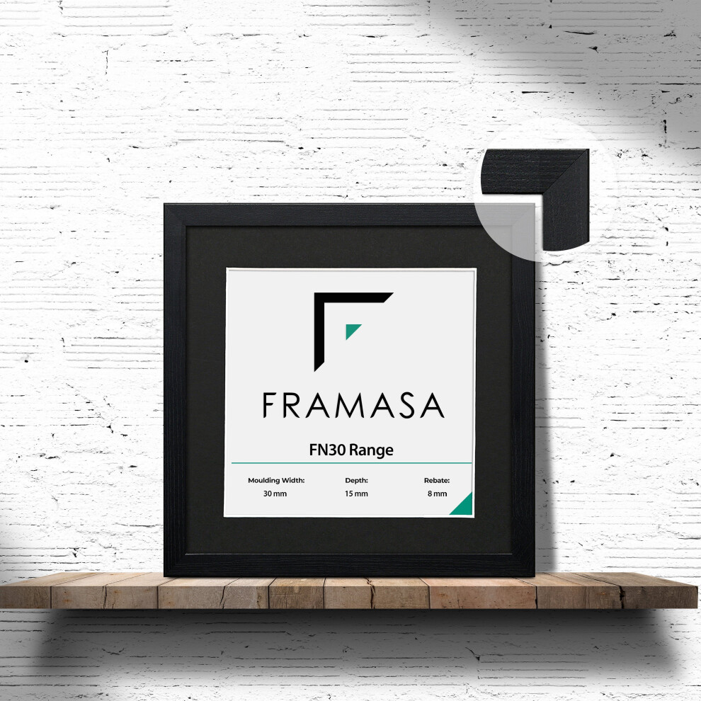 (Black Frame Black Mount, 5x5 Pic (7x7 Frame)) Picture Frames Photo Frames With Mounts Flat Wooden Effect Picture Frames With Multicolored Mounts White, Ivory or Black