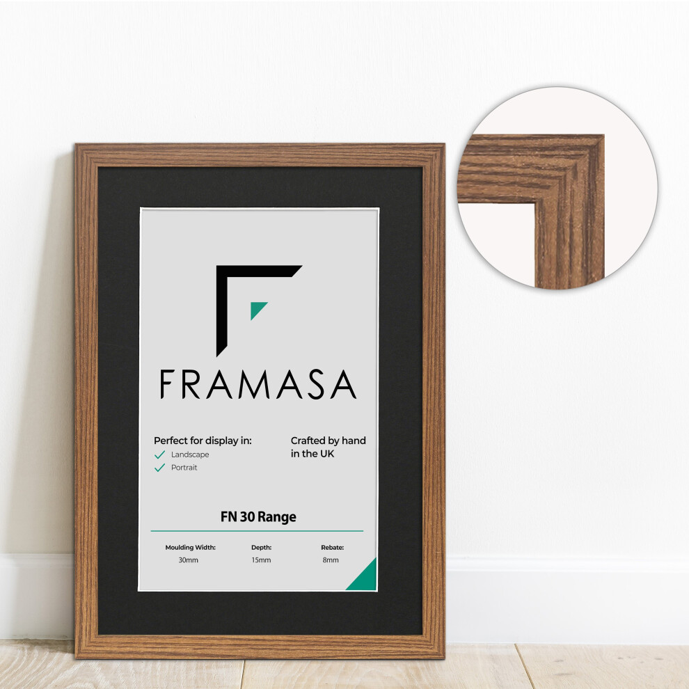 (Dark Oak Frame Black Mount, 30x40CM Pic (40x50CM Frame)) Dark Oak Photo Frames With Mounts Flat Wooden Effect Picture Frame With Multicolored Mounts-image-OPC-P75TTGV-NEW