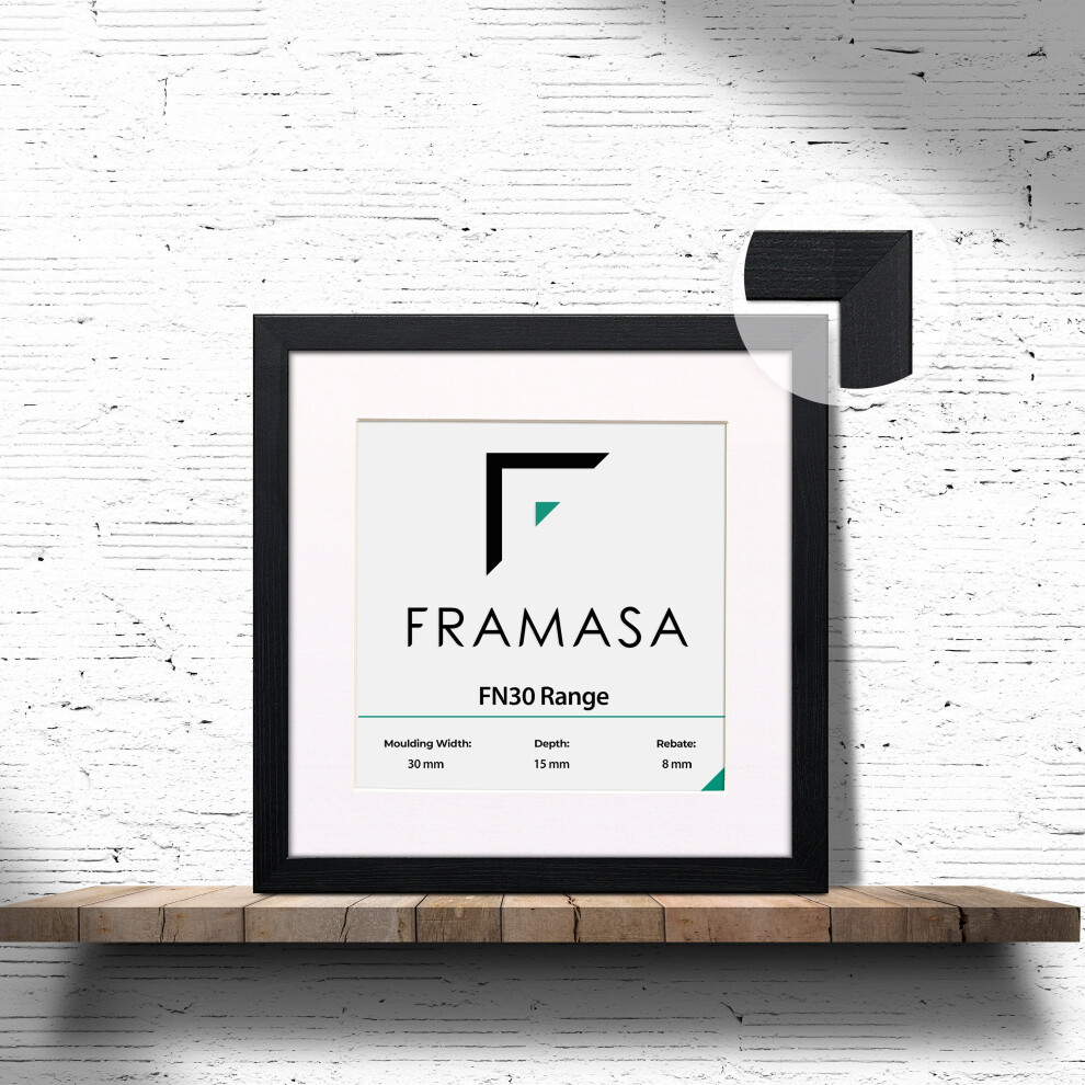 (Black Frame White Mount, 6x6 Pic (8x8 Frame)) Picture Frames Photo Frames With Mounts Flat Wooden Effect Picture Frames With Multicolored Mounts White, Ivory or Black