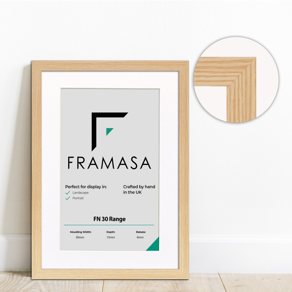 (Pine Frame White Mount, 16x14 Pic (20x18 Frame)) Pine Photo Frames With Mounts Flat Wooden Effect Picture Frame With Multicolored Mounts White Ivory-image-OPC-P75TSXD-NEW