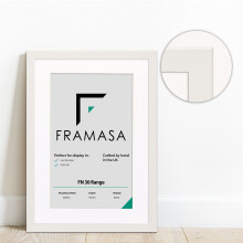 (White Frame White Mount, 30x40CM Pic (40x50CM Frame)) White Photo Frames With Mounts Flat Wooden Effect Picture Frame With Multicolored Mounts White Ivory or Black
