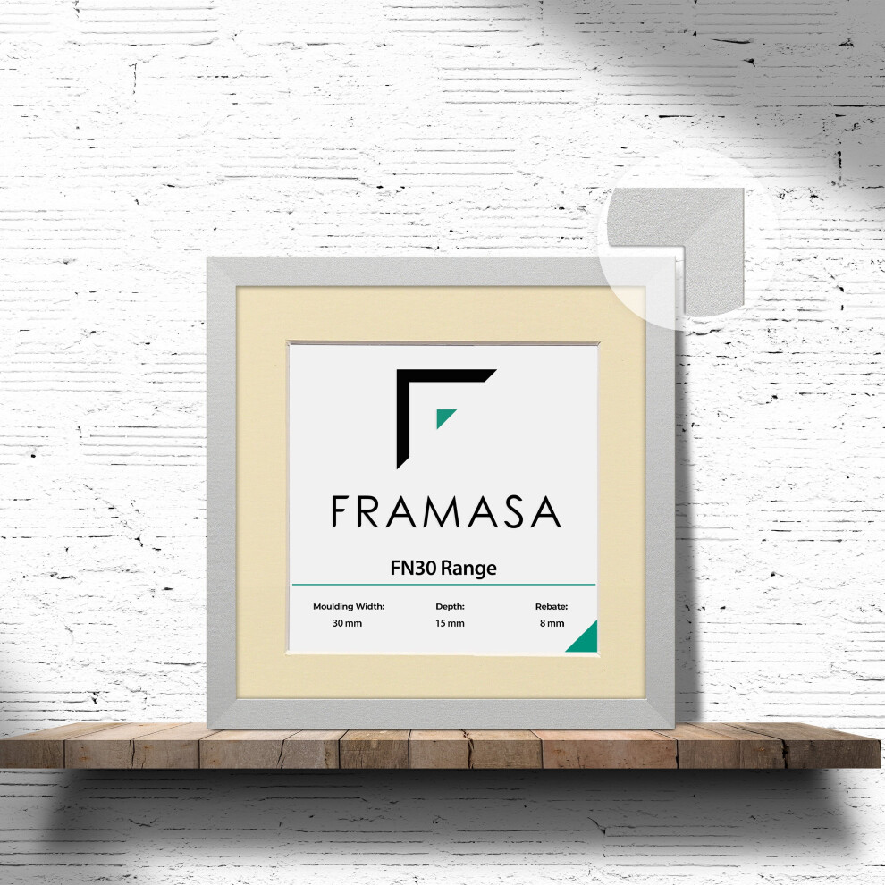 (Silver Frame Ivory Mount, 22x22 Pic (26x26 Frame)) Silver Photo Frames With Mounts Flat Wooden Effect Picture Frame With Multicolored Mounts White Iv-image-OPC-P75TRJ8-NEW