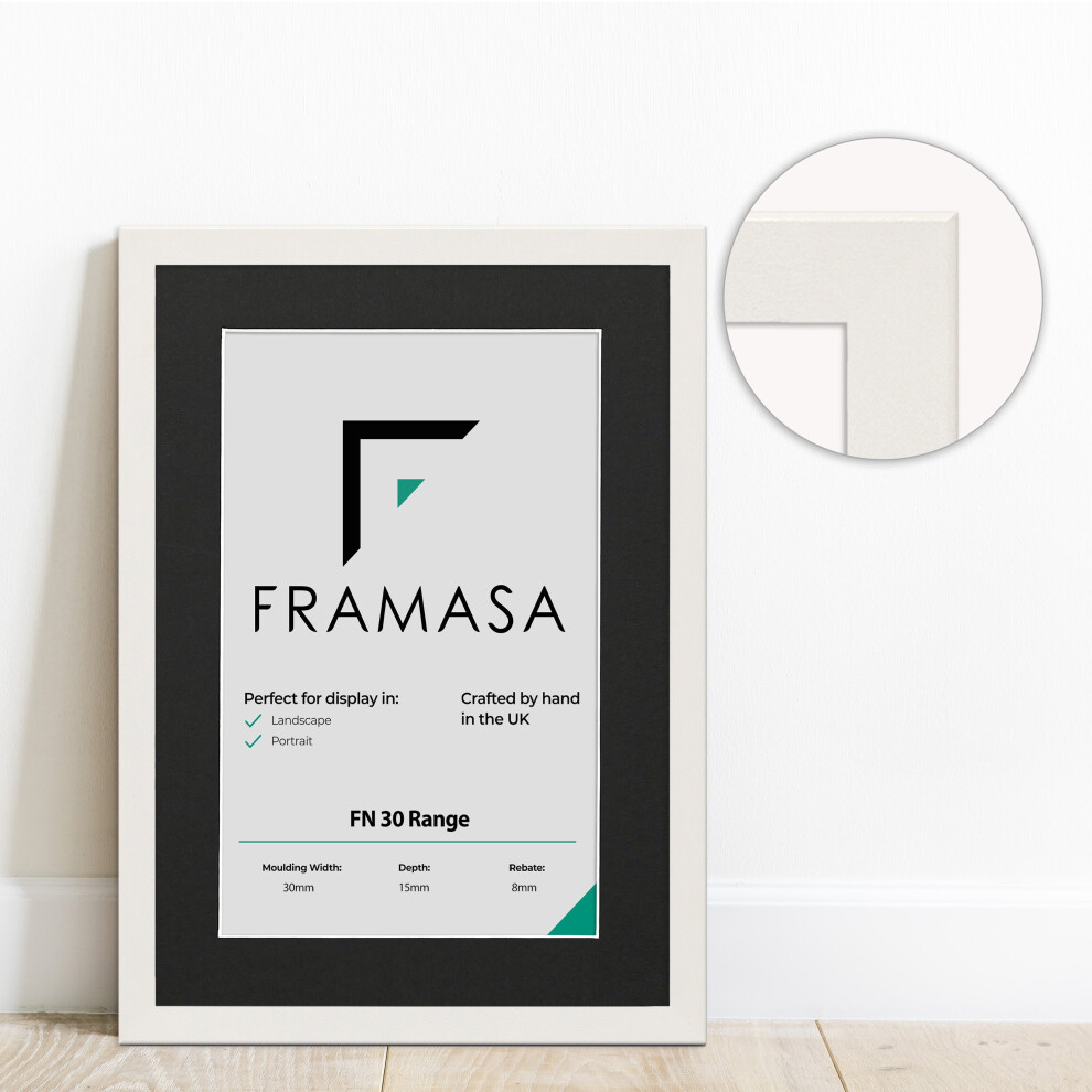 (White Frame Black Mount, 14x12 Pic (18x16 Frame)) White Photo Frames With Mounts Flat Wooden Effect Picture Frame With Multicolored Mounts White Ivor-image-OPC-P75TRWF-NEW