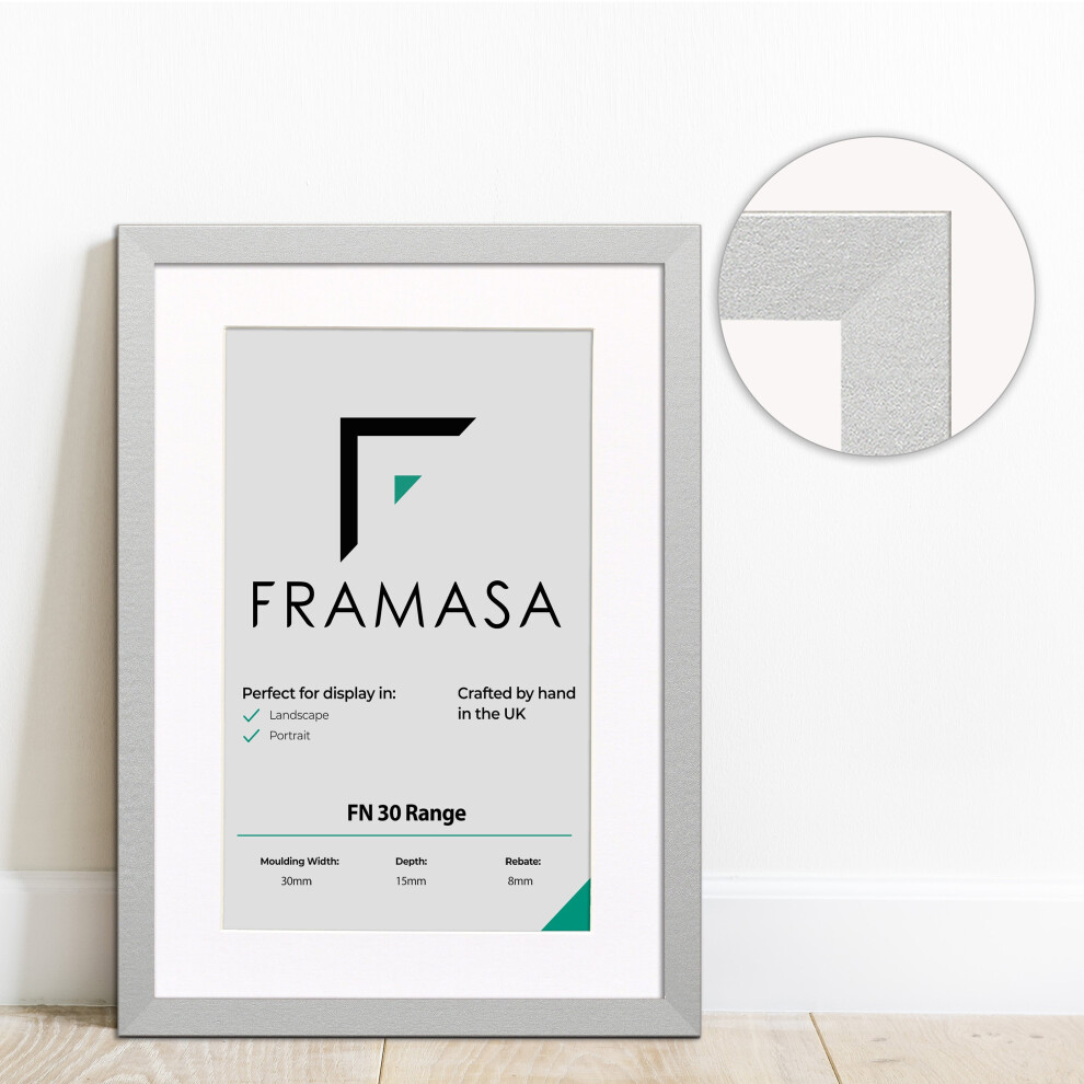 (Silver Frame White Mount, 50x70CM Pic (60x80CM Frame)) Silver Photo Frames With Mounts Flat Wooden Effect Picture Frame With Multicolored Mounts Whit-image-OPC-P75TRND-NEW