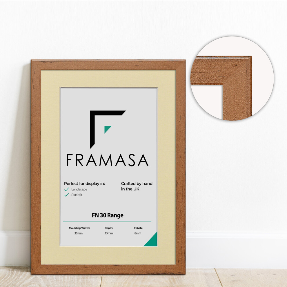 (Walnut Frame Ivory Mount, 50x60CM Pic (60x70CM Frame)) Walnut Photo Frames With Mounts Flat Wooden Effect Picture Frame With Multicolored Mounts Whit-image-OPC-P75TT8Y-NEW