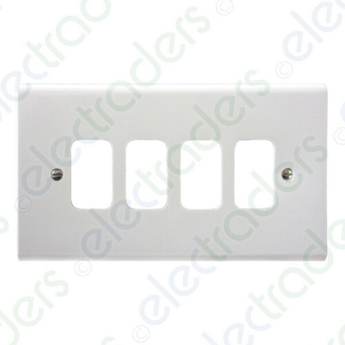 Deta G3304 'Slimline' Grid Front Plate 4 Gang (White)