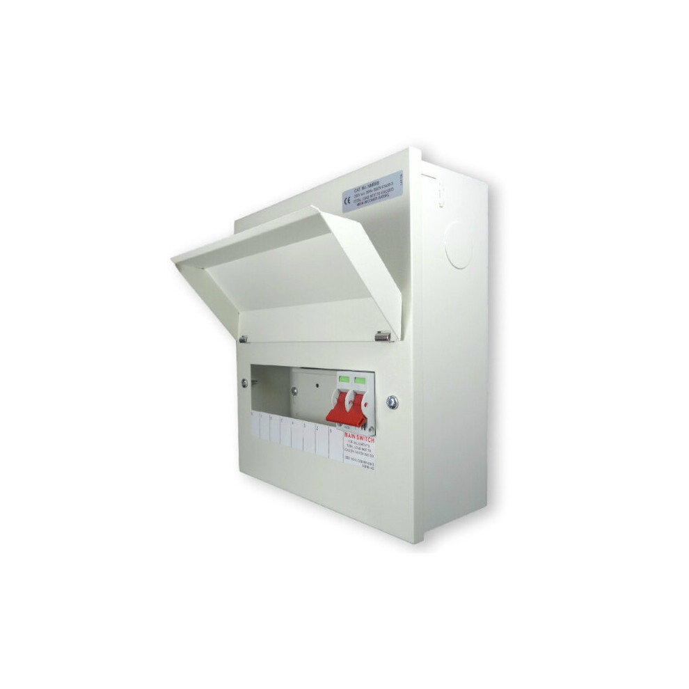 WYLEX 8 Way Metal Cons Unit + MAIN SWITCH ("L" VERSION- FIXED BUSBAR) (USES EXISTING & NEW DEVICES)