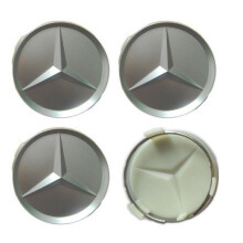 4x Mercedes Benz Wheel Center Caps Star Logo 75MM Matte Silver Hubcaps