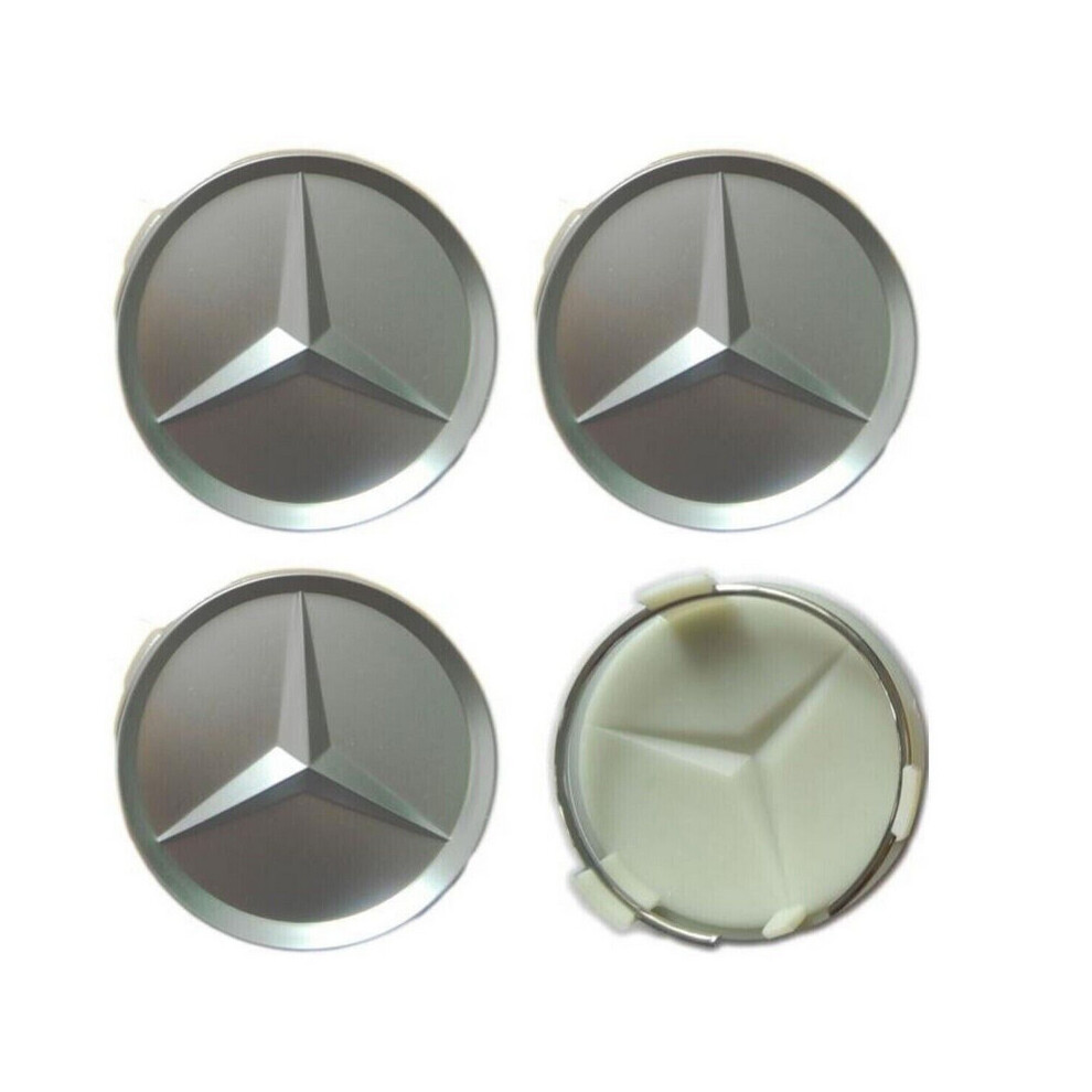Newjass 4X Mercedes Benz Wheel Center Caps Star Logo 75Mm Matte Silver Hubcaps
