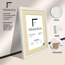 (White Frame Ivory Mount, A6 Pic (A5 Frame)) White Photo Frames With Mounts Flat Wooden Effect Picture Frame With Multicolored Mounts White Ivory or Black