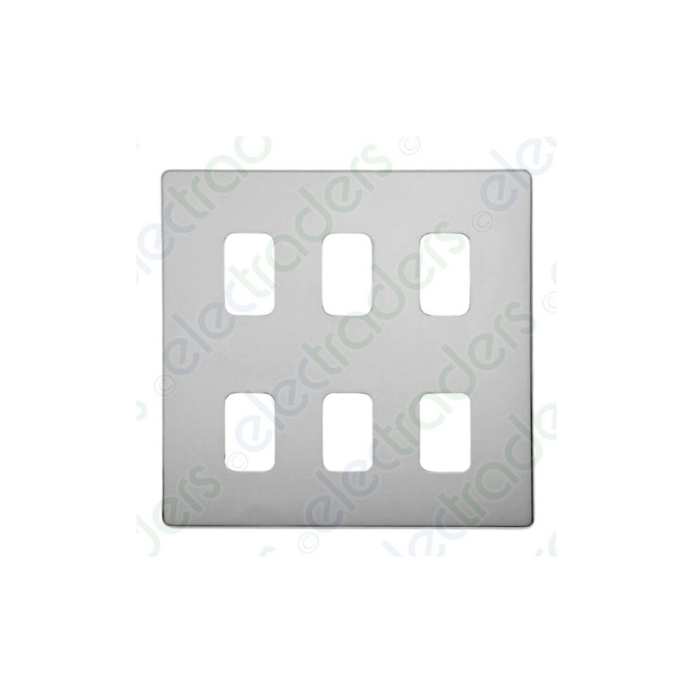 Deta G3375ch 'Screwless' Grid Cover Plate With Frame Polished Chrome - 6 Gang 5016211433754