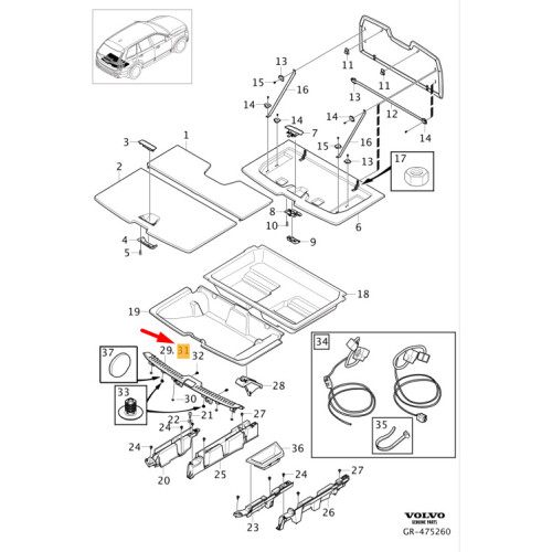 VOLVO XC90 MK2 Illuminated Tailgate Scuff Plate 31664527 NEW GENUINE on