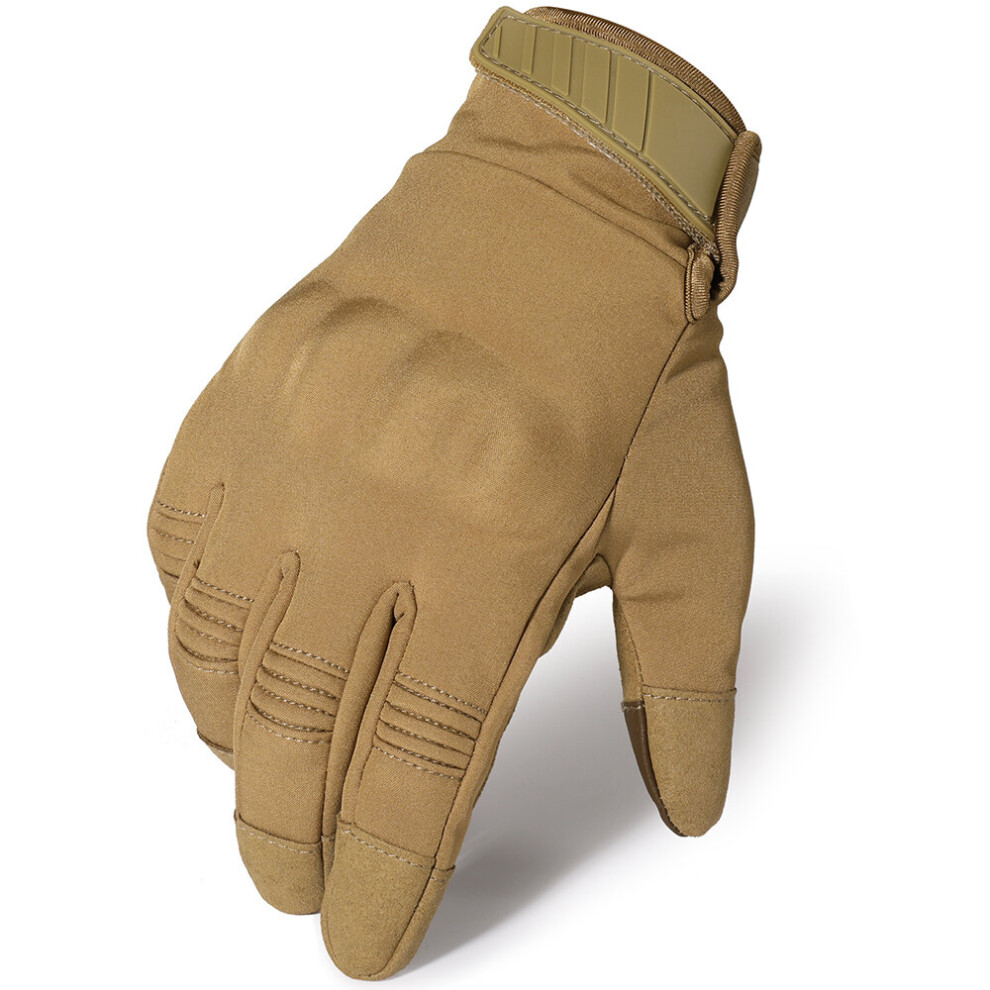 (a-Brown M) Waterproof Tactical Touch Screen Gloves Cycling Hiking Mittens Skiing Bicycle Fishing Riding Antiskid Work Full Finger Glove Men
