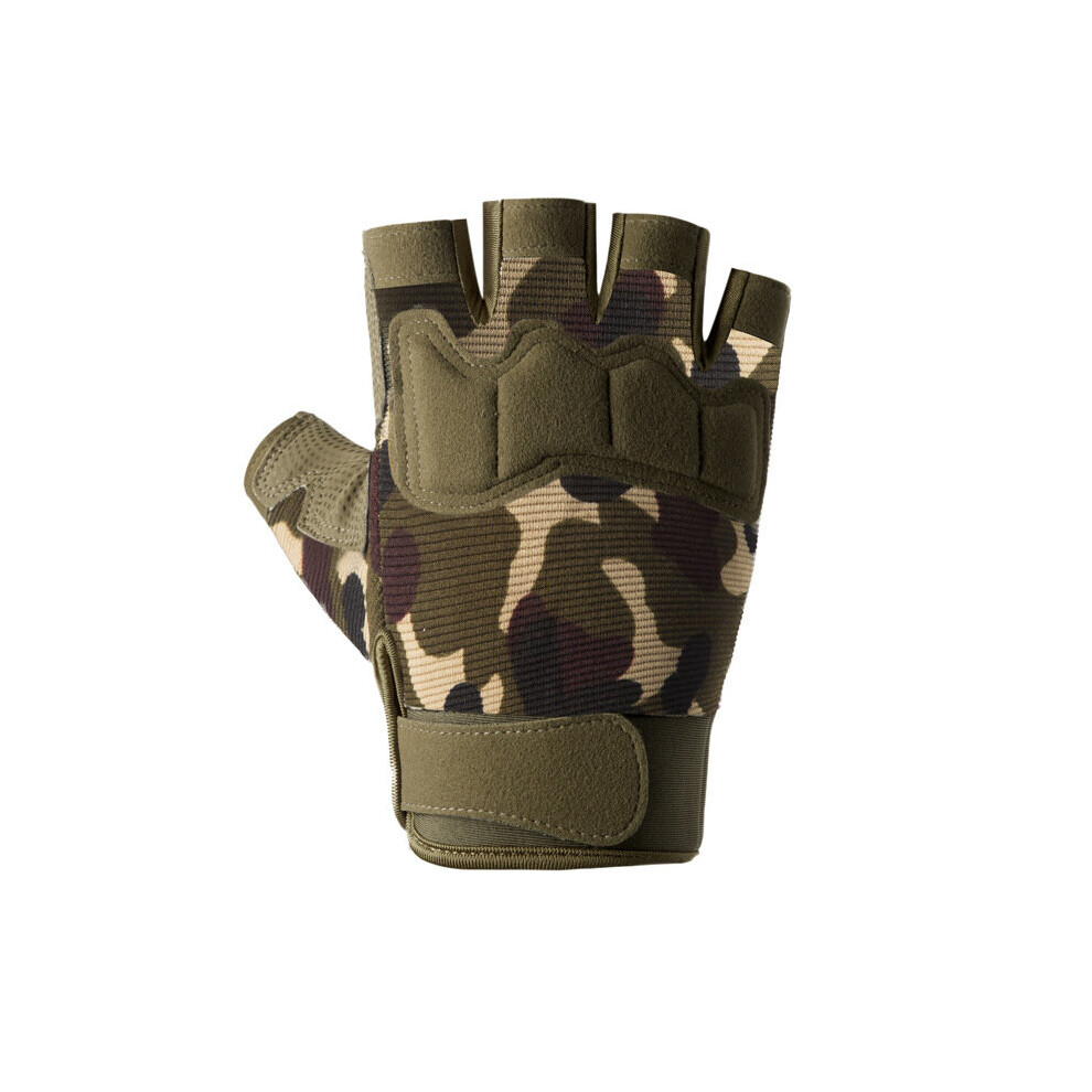 Photos - Other  Tactical Gloves Fingerless Men Shooting Glove Camouflage Airsoft Protective Bike Cycling Fitness Hunting(a-green camou XL)