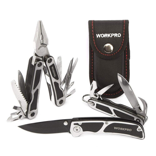(a-3PC Tool Set) WORKPRO Survival Tool Kits Multi Plier Multifunction Knife Tactical knife Camping Multitools