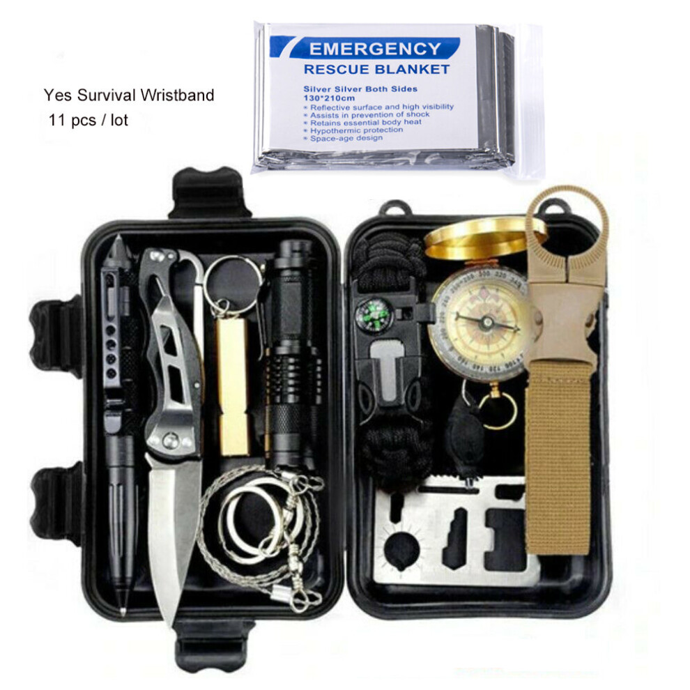 (a-11 IN 1) 16 in 1 Gear Survival First Aid Kit Tactical Survival Tool Camp Survival Emergency for Camping Hiking Hunting Survive Knife