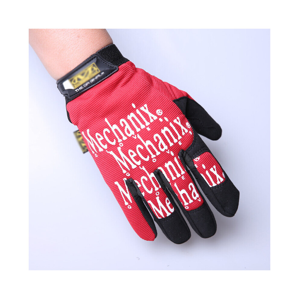 (A- M) Fashion Full Finger Tactical Mechanic Motorcycle Gloves Non-Slip Military Outdoor Hiking Riding Sports Working Mittens Gloves Red 4856685902100