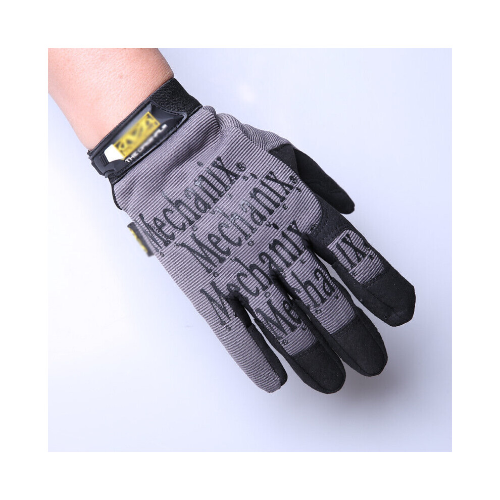 (A- M) Fashion Full Finger Tactical Mechanic Motorcycle Gloves Non-Slip Military Outdoor Hiking Riding Sports Working Mittens Gloves Grey 4856685902049