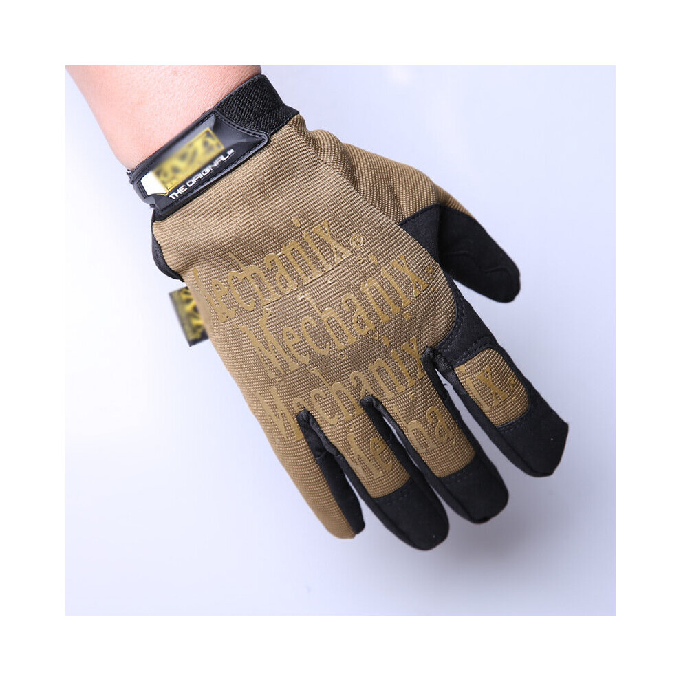 (A-Khaki M) Fashion Full Finger Tactical Mechanic Motorcycle Gloves Non-Slip Military Outdoor Hiking Riding Sports Working Mittens Gloves 4856685902070